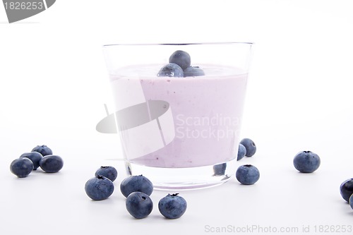 Image of tasty fresh blueberry yoghurt shake dessert isolated