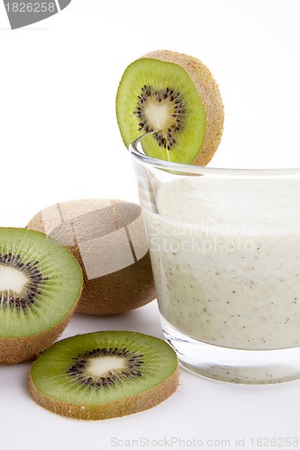 Image of fresh delicious kiwi yoghurt shake cream isolated