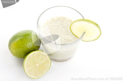 Image of fresh tasty lime citrus yoghurt shake dessert isolated