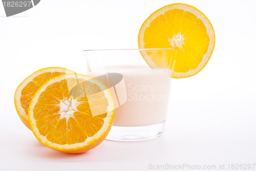 Image of fresh tasty orange yoghurt shake dessert isolated