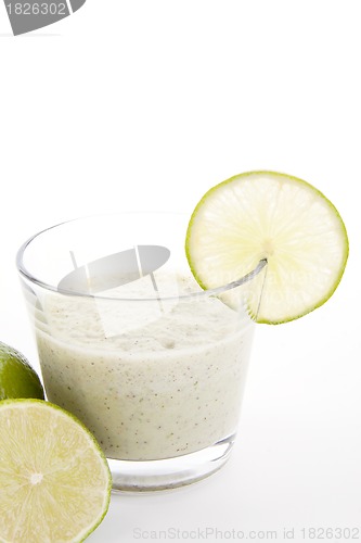 Image of fresh tasty lime citrus yoghurt shake dessert isolated