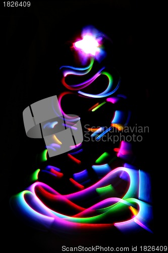 Image of xmas tree from the christmas lights