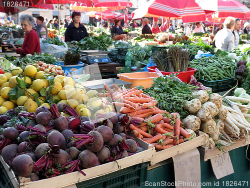 Image of Colorful vegetable market in Zagreb