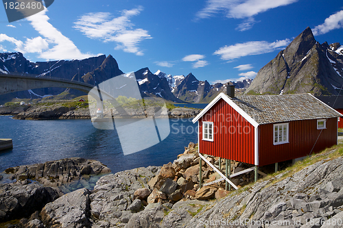 Image of Red rorbu fishing hut