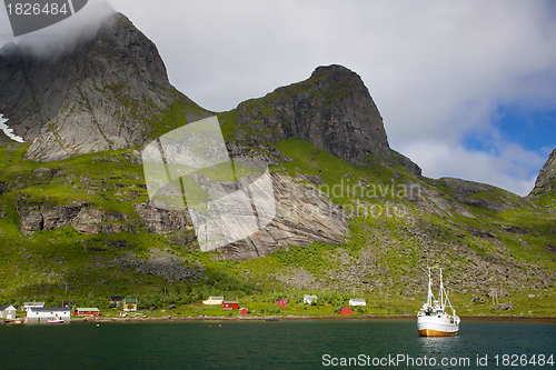 Image of Fishing boat in fjord