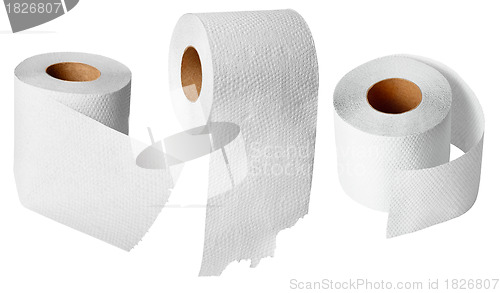 Image of Rolls of toilet paper on white