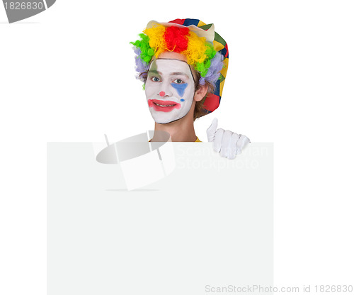 Image of Advertising clown with billboard