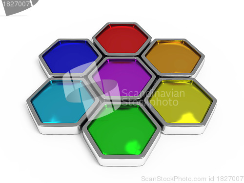 Image of Color isolated hexagons, rainbow color