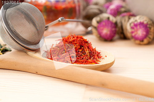 Image of Herbal natural floral tea infusion with dry flowers