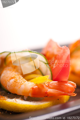 Image of colorful  prawn shrimps appetizer snack