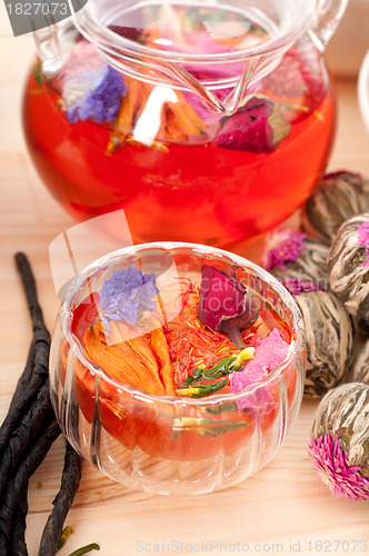 Image of Herbal natural floral tea infusion with dry flowers