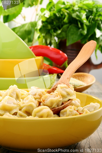 Image of Bowl with meat dumplings.