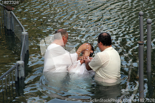 Image of Baptism of pilgrims  in Yardenit