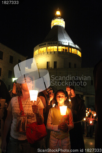 Image of Procession goes through the streets of Nazareth, from the Church of St. Joseph to the Basilica of the Annunciation