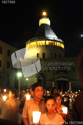 Image of Procession goes through the streets of Nazareth, from the Church of St. Joseph to the Basilica of the Annunciation