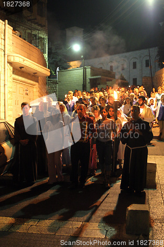 Image of Procession goes through the streets of Nazareth, from the Church of St. Joseph to the Basilica of the Annunciation