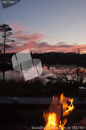 Image of Fire by the lake