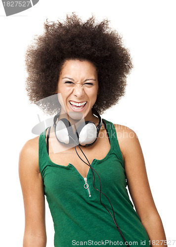 Image of Happy woman with headphones