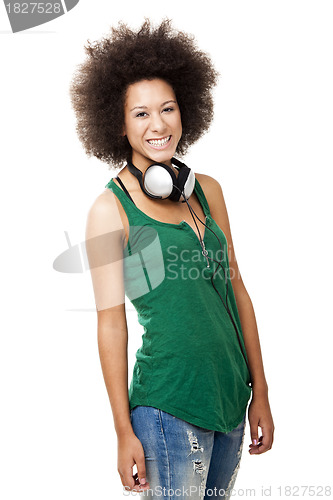 Image of Happy woman with headphones