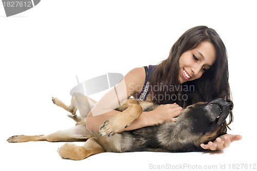 Image of malinois and woman