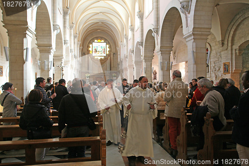 Image of Procession from the church of St. Catherine and go to the cave in the Basilica of the Birth of Jesus, Bethlehem