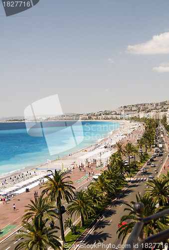 Image of The French Riviera Cote d'azur Nice France beach on famous Prome