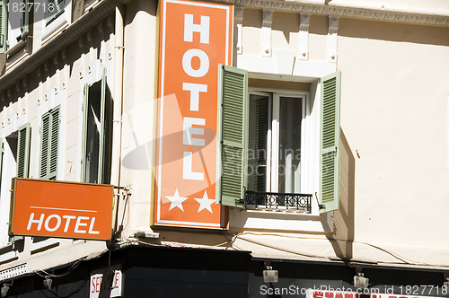 Image of typical French hotel architecture Nice France large windows  shu