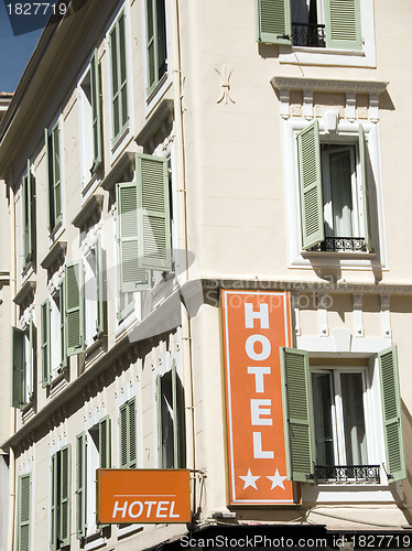 Image of typical French hotel architecture Nice France large windows  shu