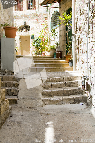 Image of ancient steps old city Jerusalem Palestine Israel