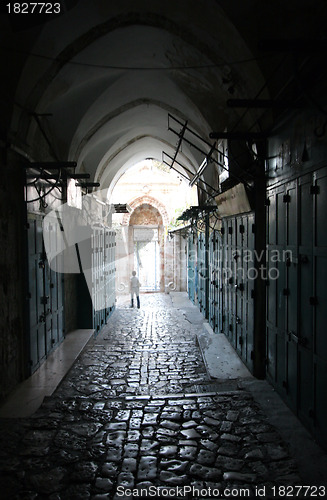 Image of The narrow street in the Old City of Jerusalem