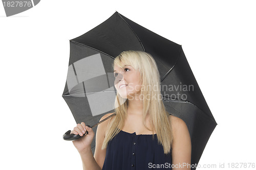 Image of Beautiful woman under umbrella