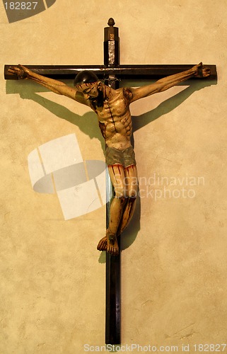 Image of Christ on a cross in old mission