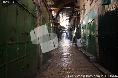 Image of The narrow street in the Old City of Jerusalem