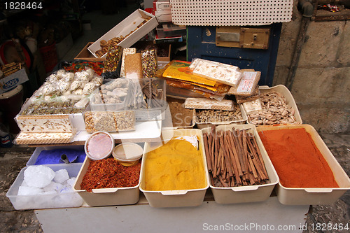 Image of Jerusalem, Spices at a market in the souq of the Muslim Quarter