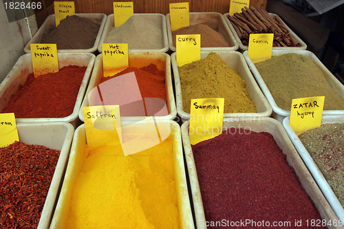 Image of Jerusalem, Spices at a market in the souq of the Muslim Quarter