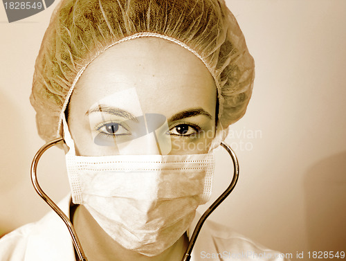 Image of Portrait of a young doctor with stethoscope.