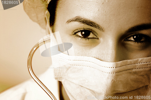 Image of Portrait of a young doctor with stethoscope.