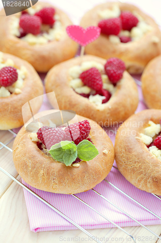 Image of buns with raspberries