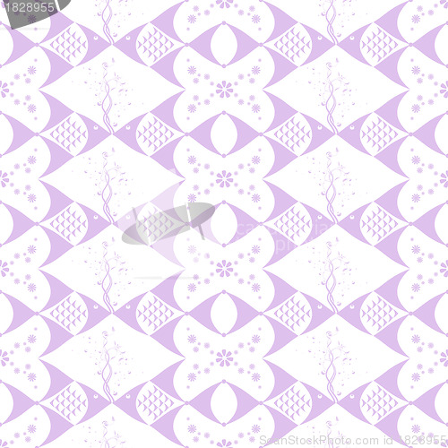 Image of Seamless Fish and Floral Pattern