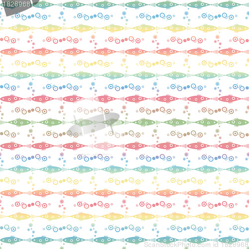 Image of Seamless fish and floral pattern