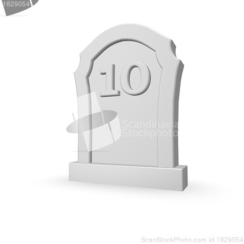 Image of number ten on gravestone