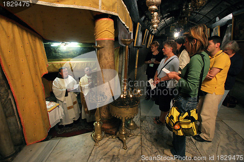 Image of Mass in a Grotto of Nativity, Bethlehem, Israel