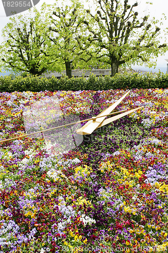 Image of large flower clock in Switzerland