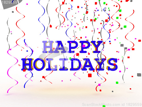 Image of A colorful Happy Holidays sign over white background 
