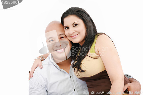 Image of Portrait of a beautiful young happy smiling couple - isolated
