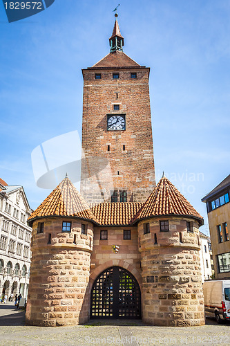 Image of clock tower Nuremberg Bavaria Germany