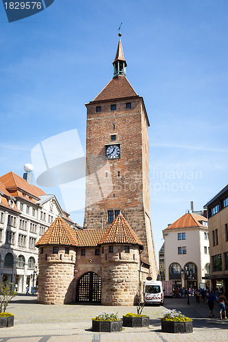 Image of clock tower Nuremberg Bavaria Germany