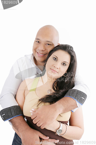 Image of Loving couple embracing, isolated on white