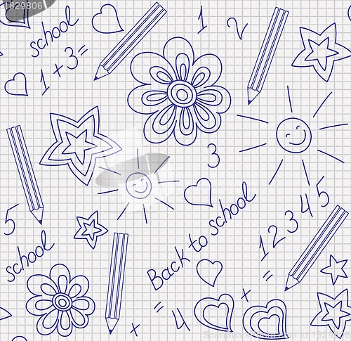 Image of Back to school hand-drawn seamless pattern