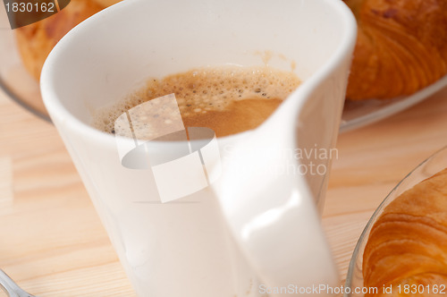 Image of fresh croissant french brioche and coffee